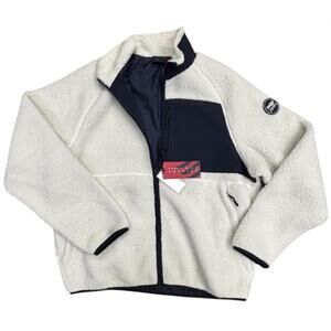 NEW PERRY ELLIS men's antique pullover in white/navy